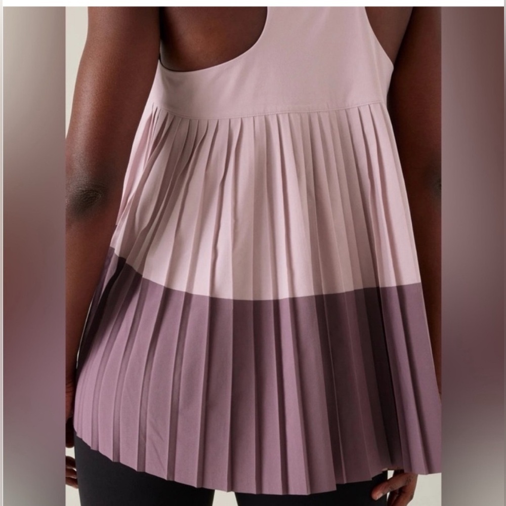 Athleta Pink and Purple Pleated Tank Top